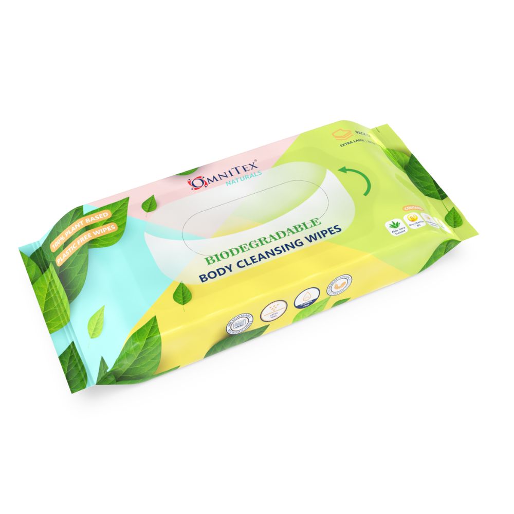 Pachet de 40 șervețele biodegradabile pentru curățarea corpului Omnitex