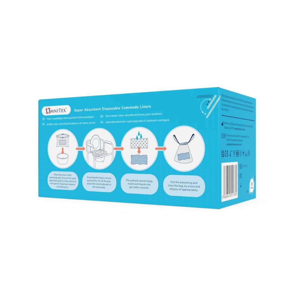 Fodere per WC/letto monouso Omnitex da 2500 ml, confezione da 20