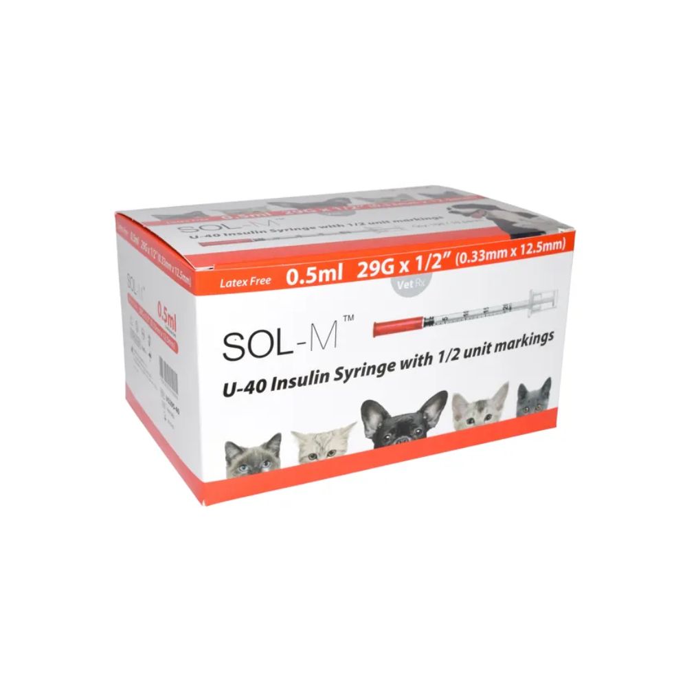 Stříkačka Sol-Vet 0,5 ml 29 g x 0,5 palce U40 s pevnou jehlou