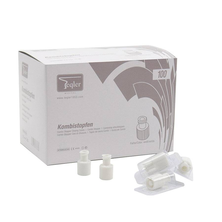 Capace de seringă sterile albe Combi Stopper Fitting Luer