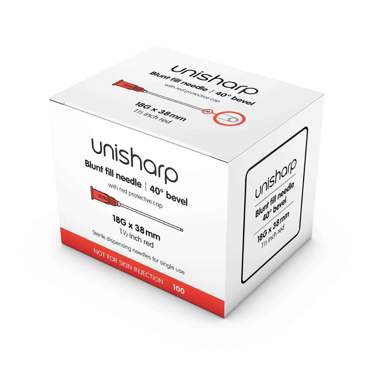 Aguja Romana 18G Roja Unisharp