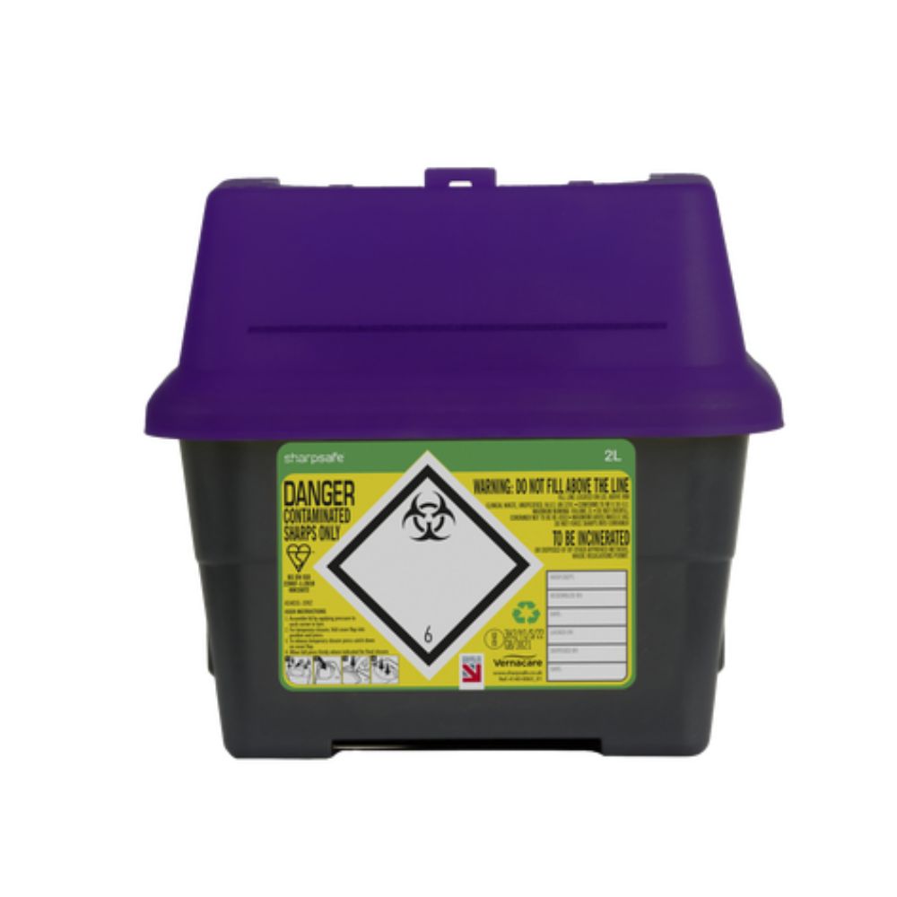 2 Liter Sharpsafe Lilla Skarpe Affaldsbeholder