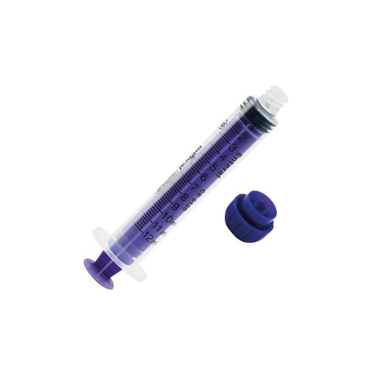 12ml ENFit Standard ISOSAF jednorázová stříkačka a nasazovací víčko