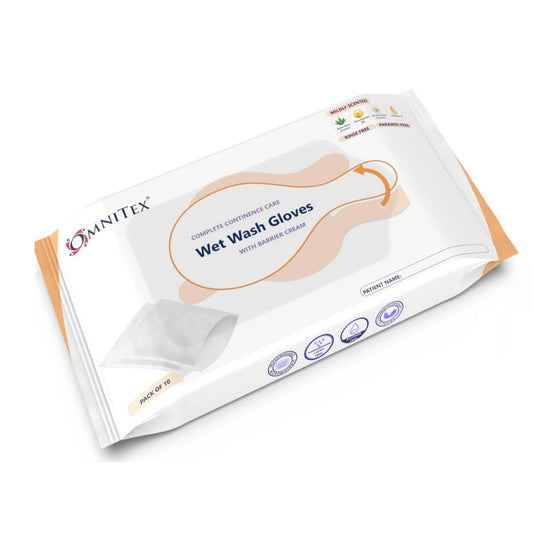 Omnitex Bed Bath - Guantes de lavado húmedo con crema barrera (10 unidades)