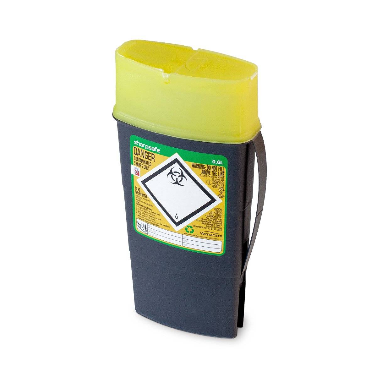 Contenedor de objetos punzantes Sharpsafe amarillo de 0.6 litros