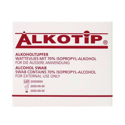 Alkotip alcohol swabs box of 250 with 70% isopropyl alcohol for external use