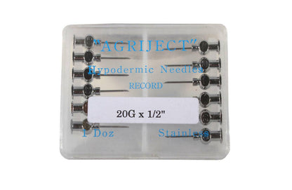 Agrihealth Agriject hypodermic needles 20G x 1/2 inch pack of 12 stainless steel