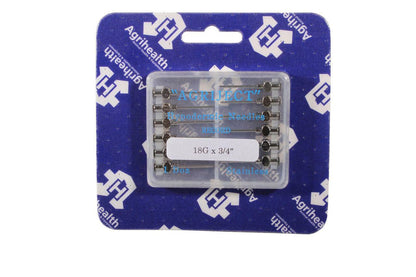 Pack of Agrihealth Agriject stainless steel hypodermic needles 18G x 3/4 inch for veterinary use