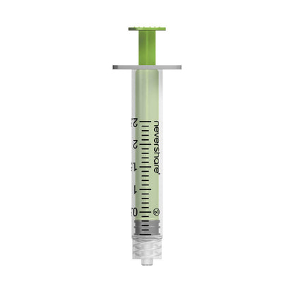 Seringi verde Nevershare Luer Lock de 2,5 ml