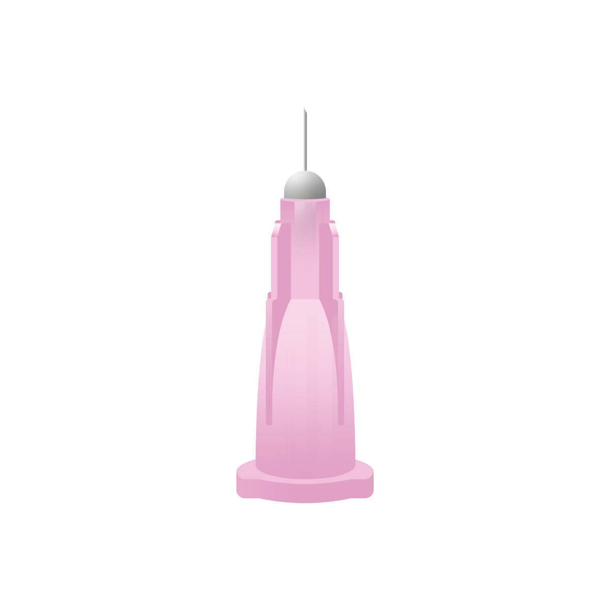 Pink 18G hypodermic needle for single use