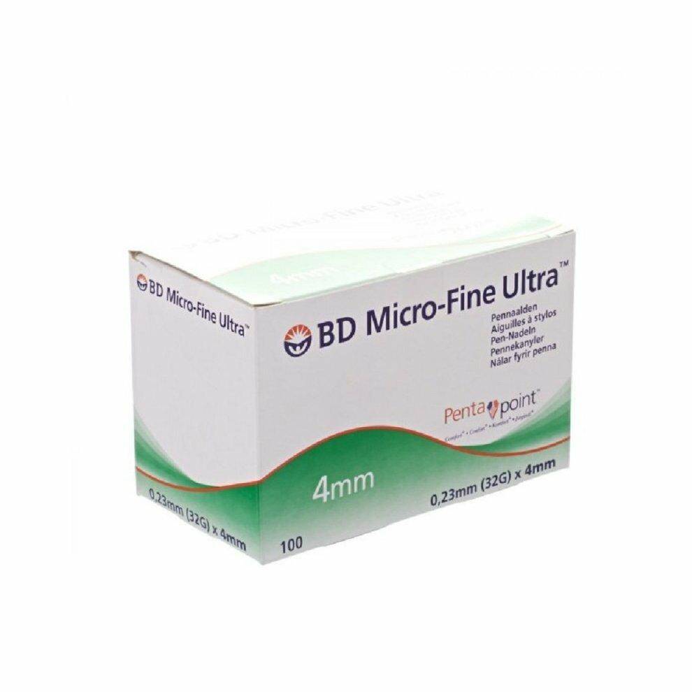 Box of BD Micro-Fine Ultra pen needles, 4mm length, with Pentapoint tip.
