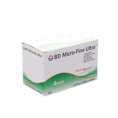 Box of BD Micro-Fine Ultra pen needles, 4mm length, with Pentapoint tip.