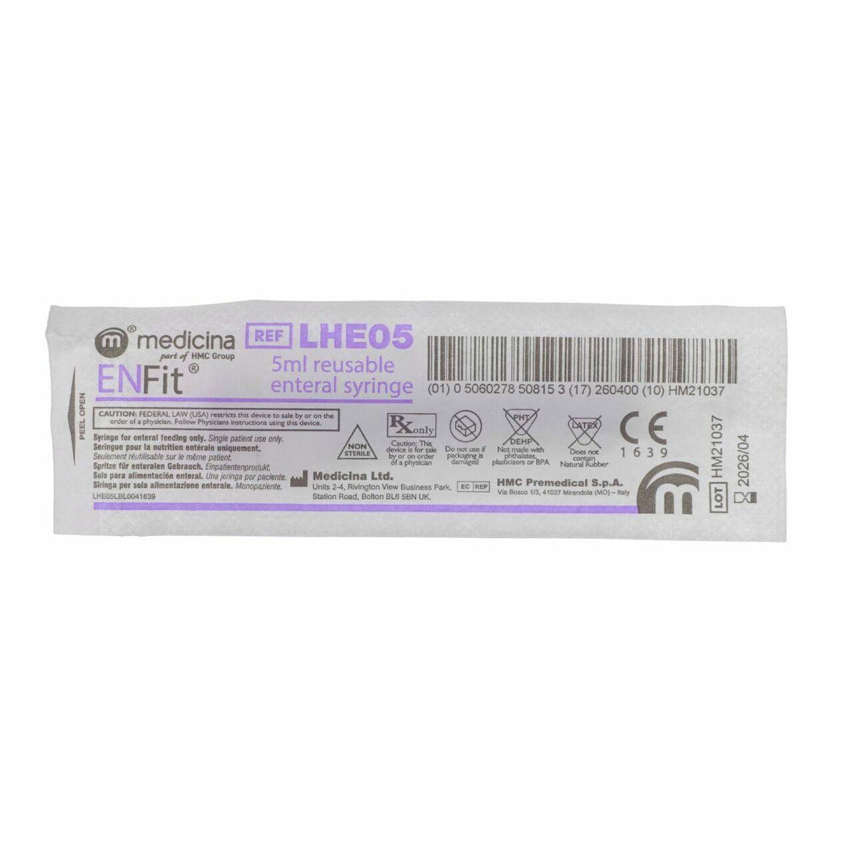 Medicina 5ml ENFIT Reusable Medicina Syringe LHE05 UKMEDI - UK Medical Supplies