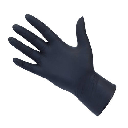 PRO UltraFLEX black nitrile disposable glove, powder-free and latex-free, shown on hand