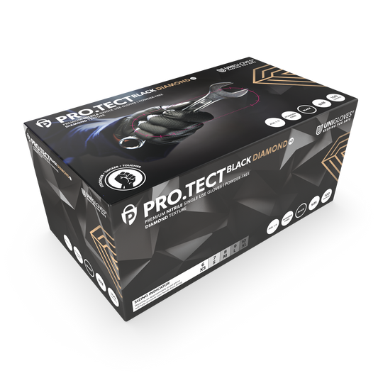 Krabice nitrilových rukavic PRO.TECT Black Diamond HD se 100 ks