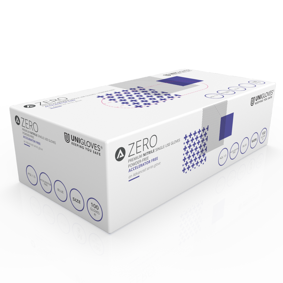 Unigloves Advanced Zero Accelerator Examinare fără nitril multifuncțional și fără pulbere Cutie de 100