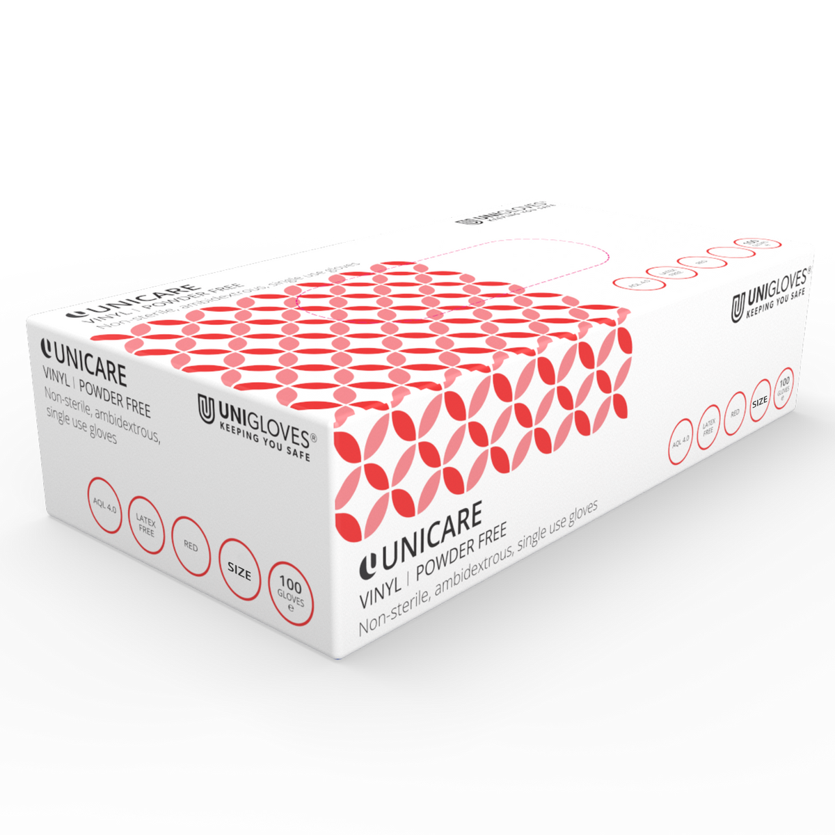 Unicare Red Vinyl Powder Free Box se 100 rukavicemi