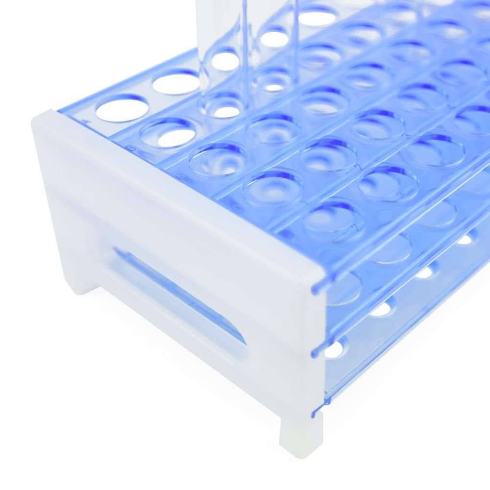 Plastikowy stojak na probówki z 50 miejscami, 7 x 23 x 11,3 cm