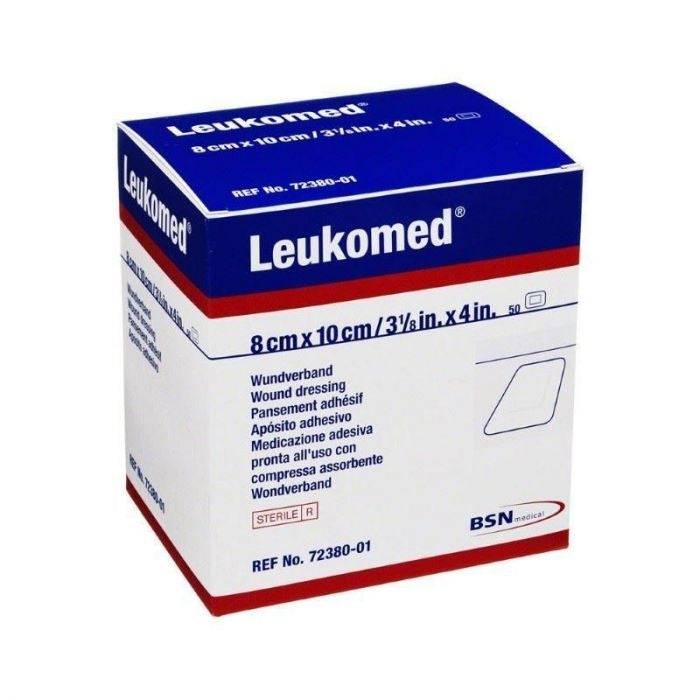 Apósito de película transparente Leukomed T Plus de 8 cm x 10 cm con almohadilla para heridas