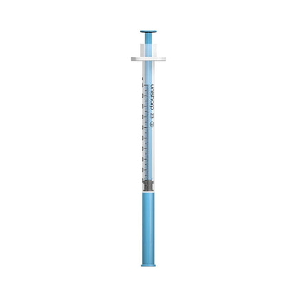 1ml 23G 25mm 1 palcová stříkačka Unisharp s modrou jehlou u100