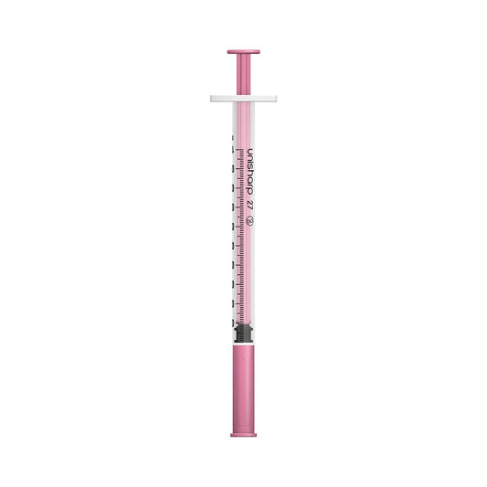 1ml 0,5" 27g růžová stříkačka a jehla Unisharp u100