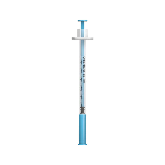0,5 ml 0,5 palce 30g Blue Unisharp stříkačka a jehla u100